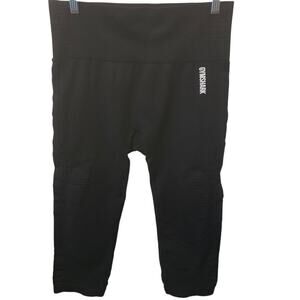 Gymshark Black Perferated Athletic Hiking Walking Capri Leggings Large